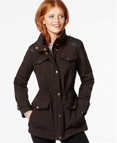 michael kors hooded leather jacket|michael kors anorak jacket women.